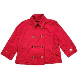 Ralph Lauren Nautical Blazer Jacket Womens L‎ Red Double Breasted Anchor Buttons